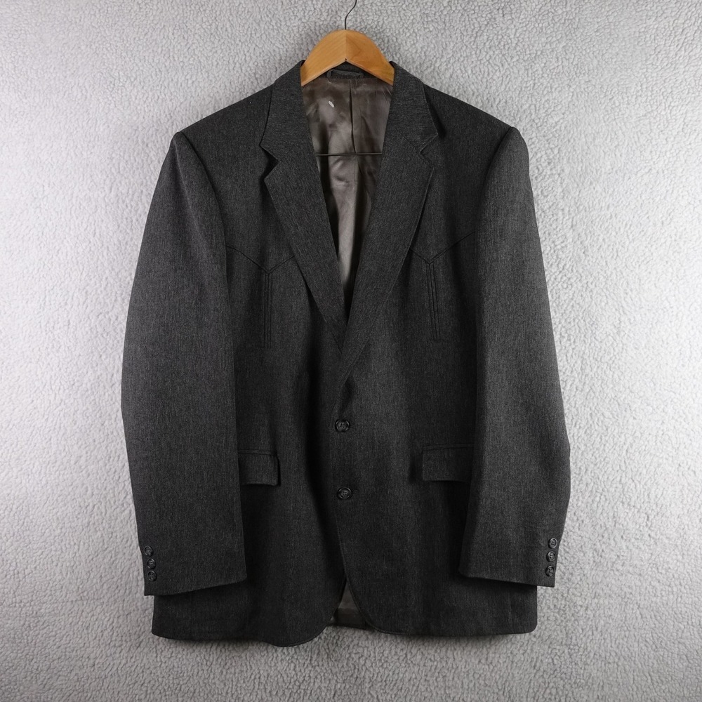 Circle S Dallas Texas Mens Western Blazer Gray Sport Coat 44L Made in USA